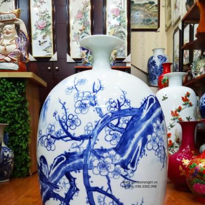 Mai bình tích lộc Chim Hoa Đào vẽ tay